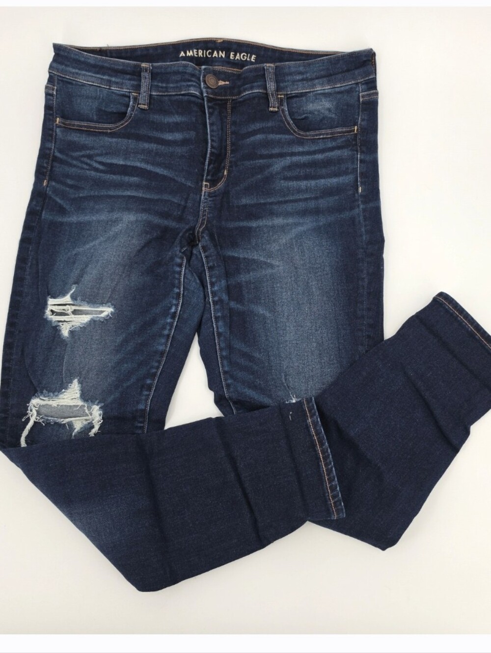 American Eagle Next Level Stretch Jegging Jean 16 Dark Wash Denim Distressed
